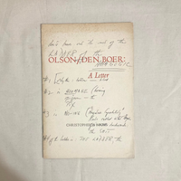 Olson, Charles - Olson / Den Boer: A Letter