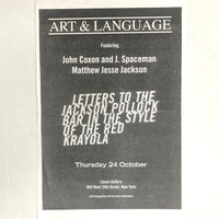 Art & Language - Letters to the Jackson Pollock Bar in the Style of the Red Krayola exhibition poster