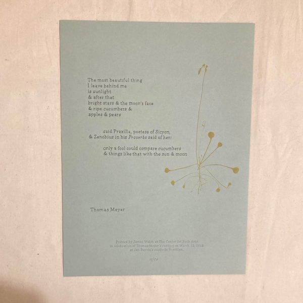 Meyer, Thomas & Walsh, James - The Most Beautiful Thing broadside