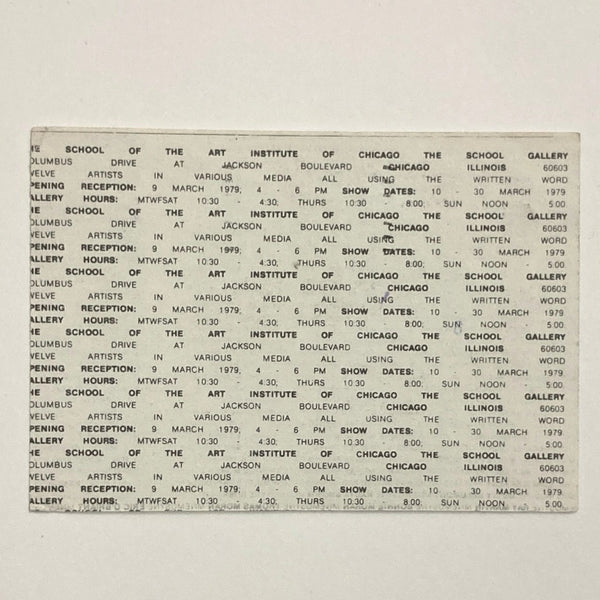 Sennhauser, Robert - 1979 Art Institute of Chicago group show exhibition invitation