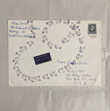 Carrión, Ulises - Rubber-stamped letter, three postcards with notes + Gossip, Scandal & Good Manners invitation & artists' book (Signed) (1981/1985)
