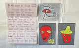 George, Carl Michael- Two-page letter to Private World with six painted photocopy postcards and original envelope (Signed) (1984)