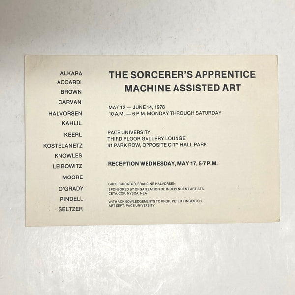 Pindell, Howardena - The Sorcerer's Apprentice: Machine Assisted Art, Pace University 1978 invitation