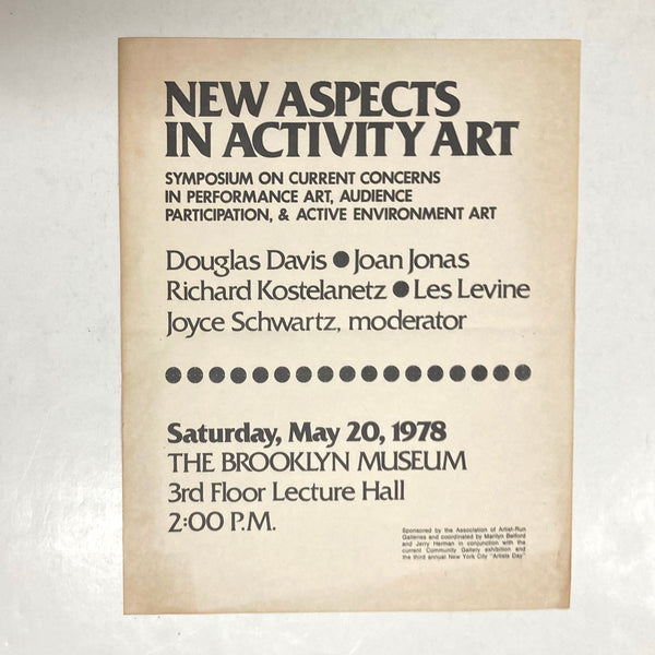 Jonas, Joan; etc - New Aspects in Activity Art,  Brooklyn Museum 1978 flyer