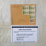 Padin, Clemente & Figueiredo, Cesar - Champion of Liberty artists' book, type-written letter on back of Fax Project invitation and envelope (1995)