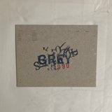 Mott, Toby; Spencer, Paul & The Grey Organization - Handmade rubber-stamped postcard (Signed) (1989)