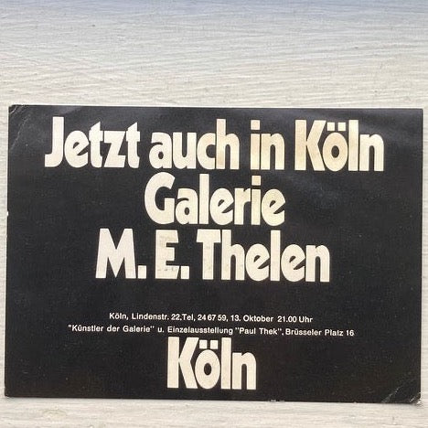 Thek, Paul - Jetzt Auch in Köln 1969 exhibition card