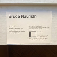 Nauman, Bruce - Galerie Ricke Announcement