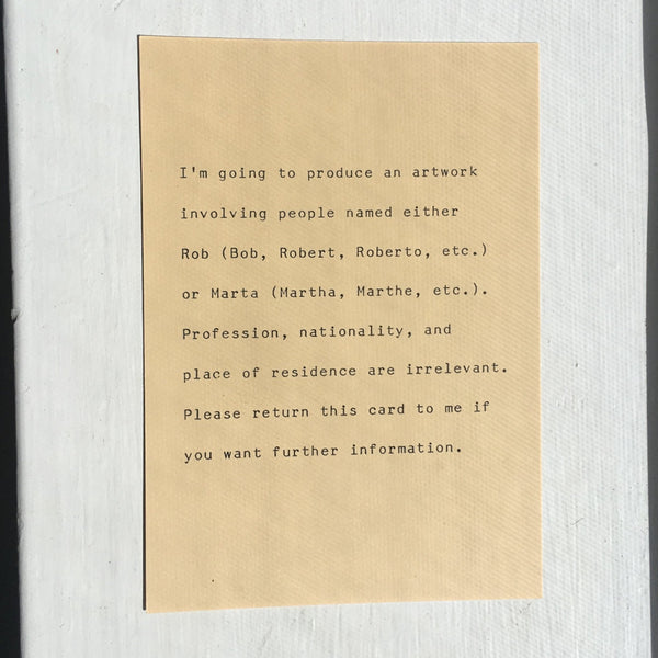 Conceptual Art mail art piece / participation invitation by Ulises Carrión for work held at Other Books and So Archive in 1983.