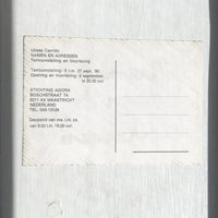 Invitation to a Ulises Carrión curated exhibition, Names & Addresses: Verbal, Visual and Aural Works 1973-1980, held in Maastricht at Agora Studio in 1980.