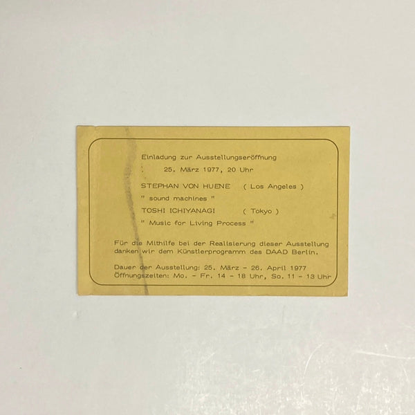 Ichiyanagi, Toshi & Von Huene, Stephan - 1977 Galerie Inge Baecker exhibition invitation card