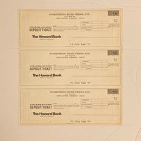 Higgins, Dick - Something Else Press, Inc. Checking Account Deposit Ticket, sheet of three