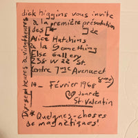 Higgins, Dick - Something Else Gallery Alice Hutchins exhibition invitation